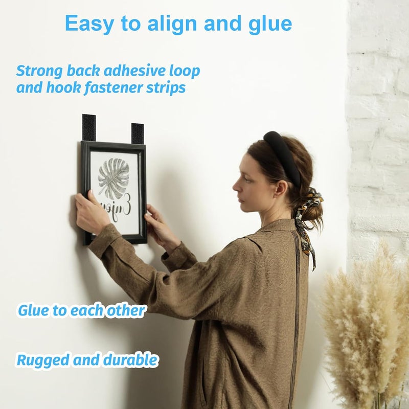 Teela 32 Sets 1x4 Inch Hook and Loop Strips with Adhesive, Strong Sticky Back, Heavy Duty Fasteners, Double Sided Mounting Tape for Wall Hanging Picture, Home, Office, School, No Holes Needed, Black - Image 4